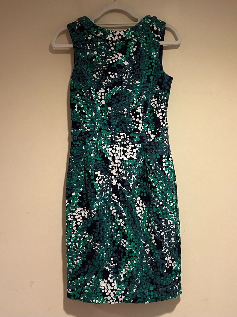 Boden Navy Blue and Green Print Sleeveless Sheath Dress Sz 6